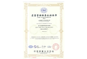 上海潼瞬日化体系证书